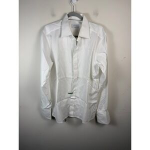 Eton White Pleated Bib Tuxedo Shirt Contemporary Fit 17.5 44 French Cuff